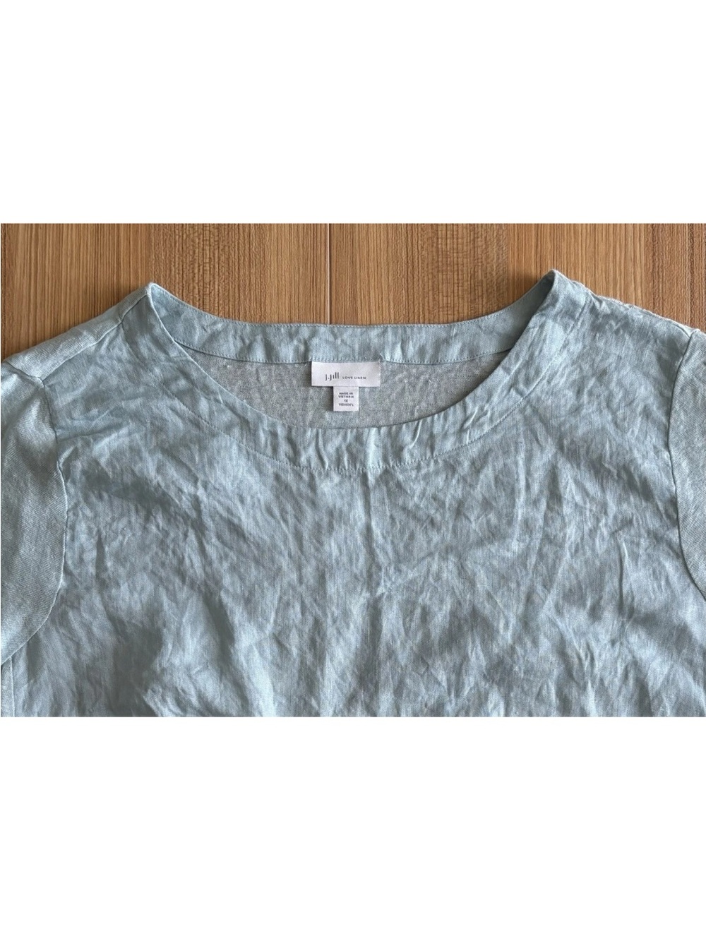 J Jill Love Linen Short Sleeve Top Wmns 1X Aqua Flowy Comfort Coastal Lagenlook - Picture 4 of 8